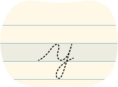 A red dot tracing a cursive lowercase y.