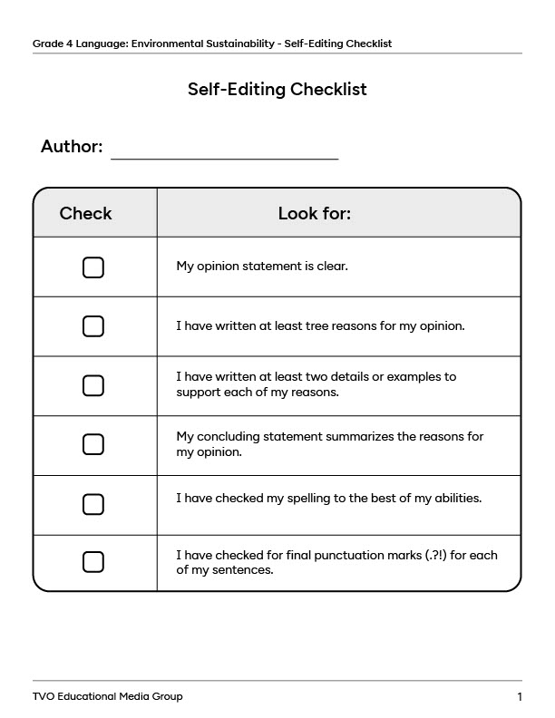 Self-Editing Checklist