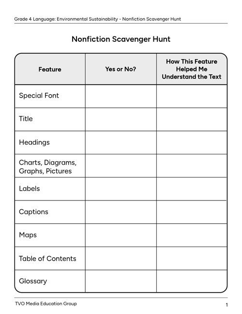 Nonfiction Scavenger Hunt