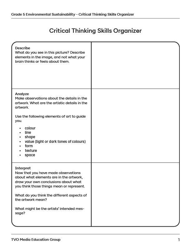 Critical Thinking Skills Organizer