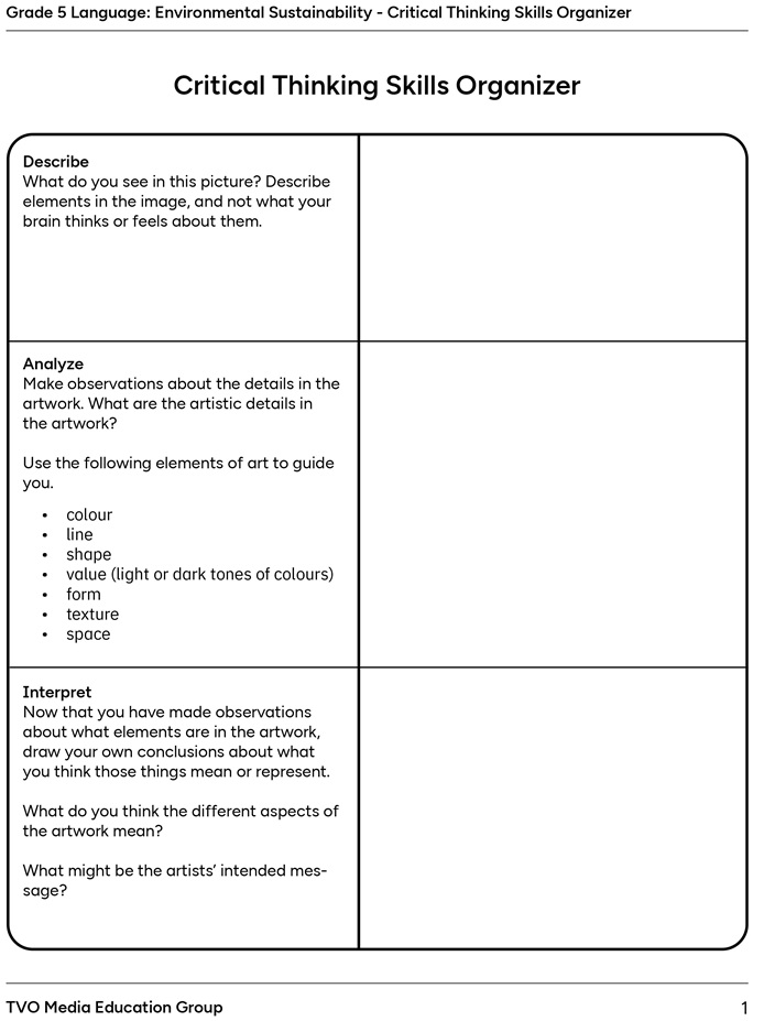 Critical Thinking Skills Organizer