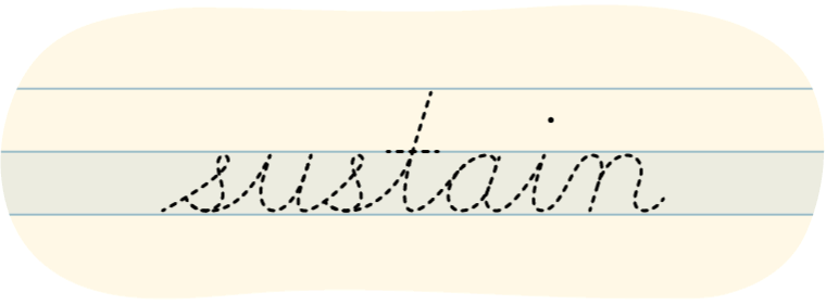 A red dot tracing the word sustain written in cursive