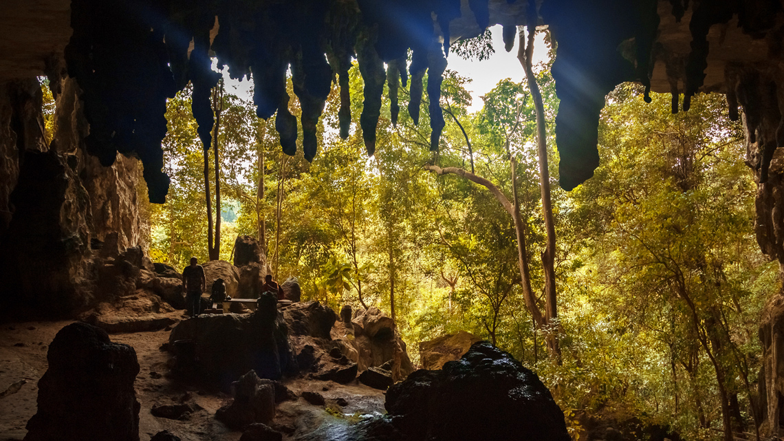 Natural cave in Borneo Rainforest