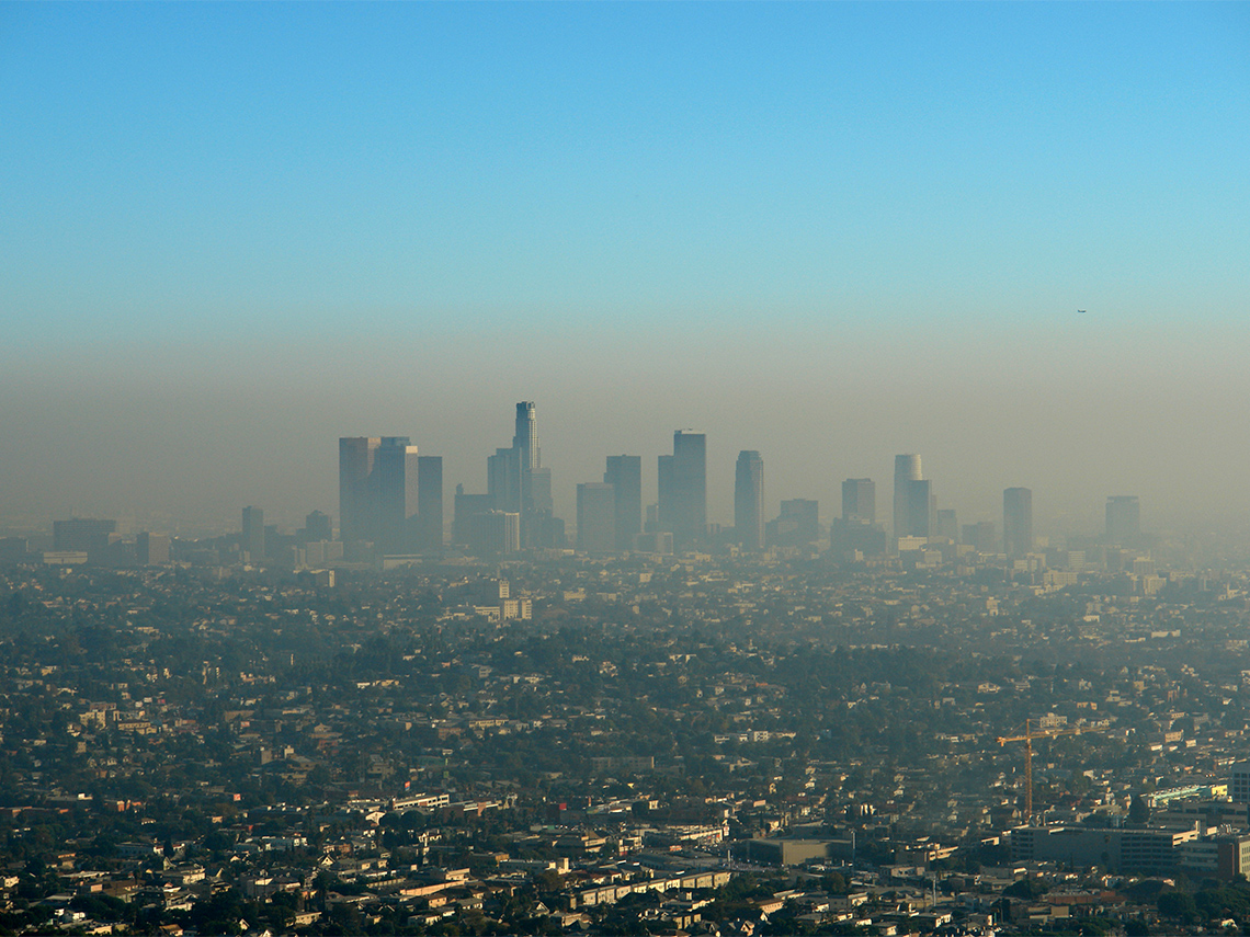 City sky filled with smog and air pollution.