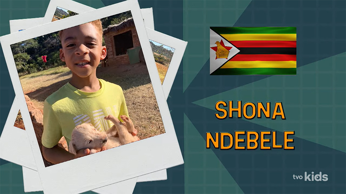 A portrait of Lars, next to the Zimbabwean flag. The two languages Shona and Ndebele are also listed.