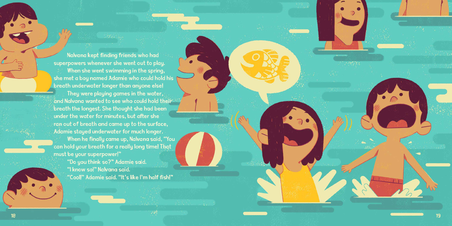Children play in a public swimming pool. Some children hold their breath in under water and imagine they are fish.