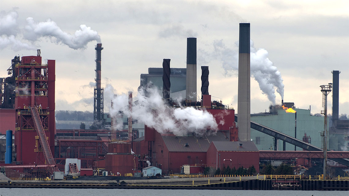 An area with many industrial buildings on it.