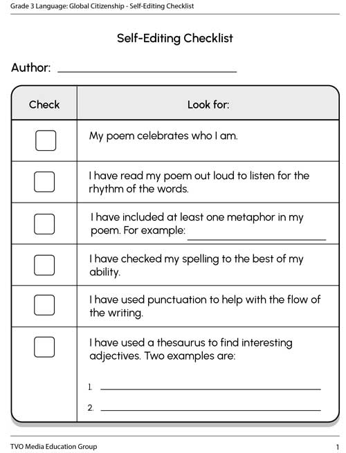 Self-Editing Checklist