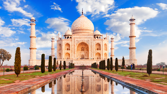 The Taj Mahal, a large monument that is very beautiful.