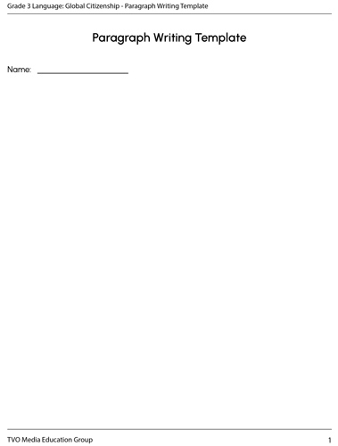 Paragraph Writing Template