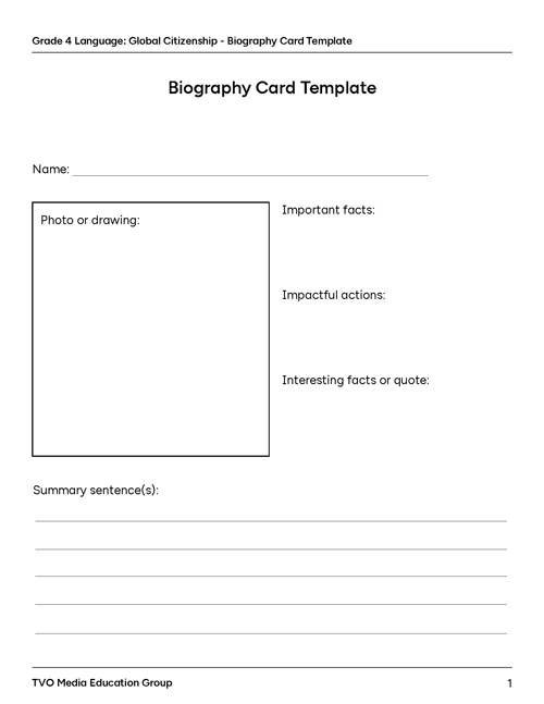 Biography Card Template