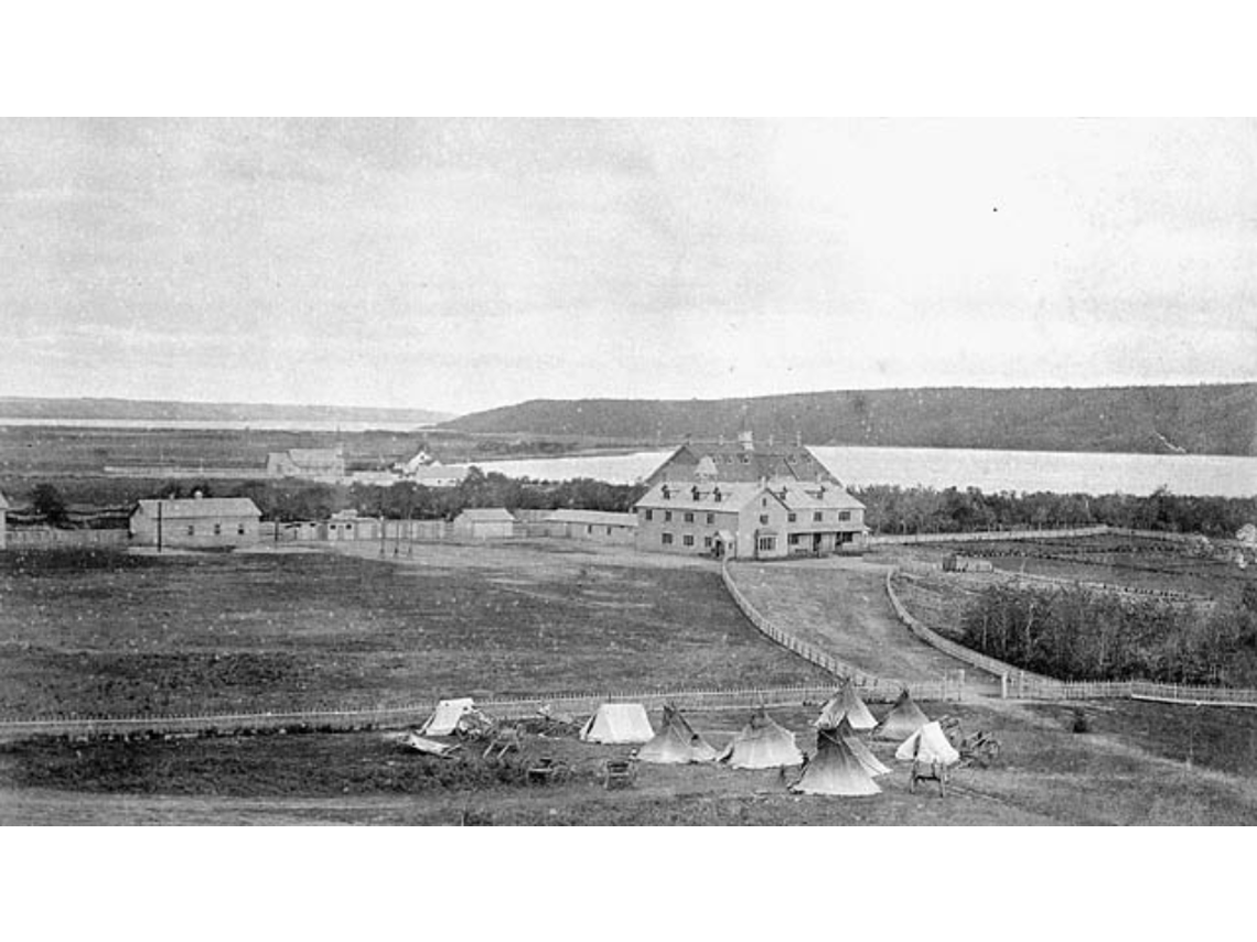 The Qu'Appelle Indian Industrial School, a residential school in Saskatchewan, in 1885