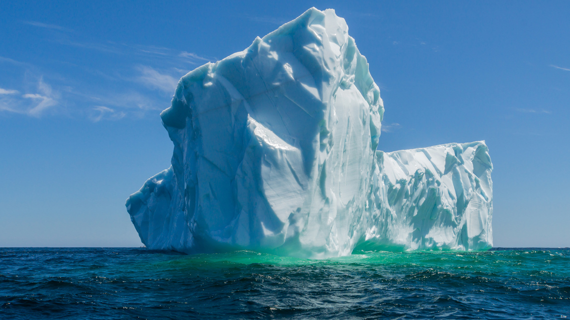 An iceberg in open water