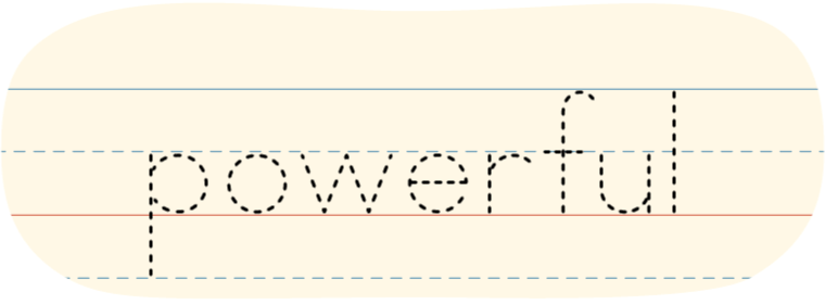 A red dot tracing the word 'powerful'.