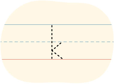 A red dot tracing the printed lowercase letter "k."
