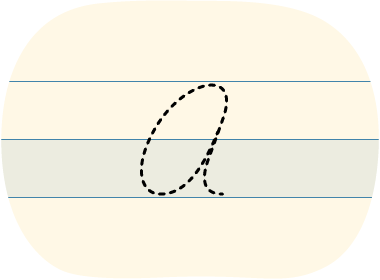 A red dot tracing a cursive uppercase 'A'.