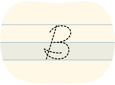 A red dot tracing a cursive uppercase 'B'.