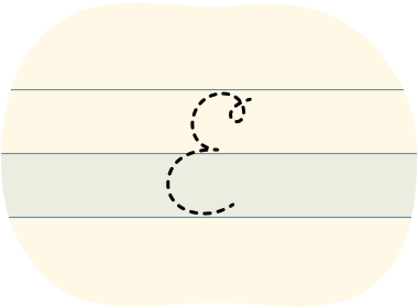 A red dot tracing a cursive uppercase 'E'.