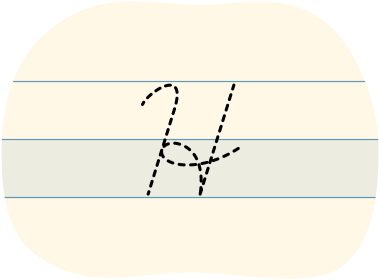 A red dot tracing a cursive uppercase 'H'.