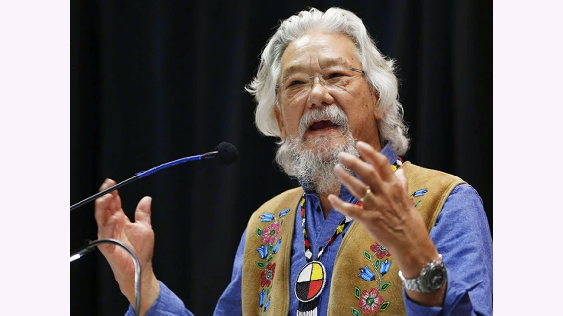 Photo of David Suzuki speaking.