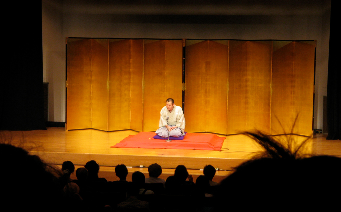 A Japanese Rakugoka, performs Rakugo.