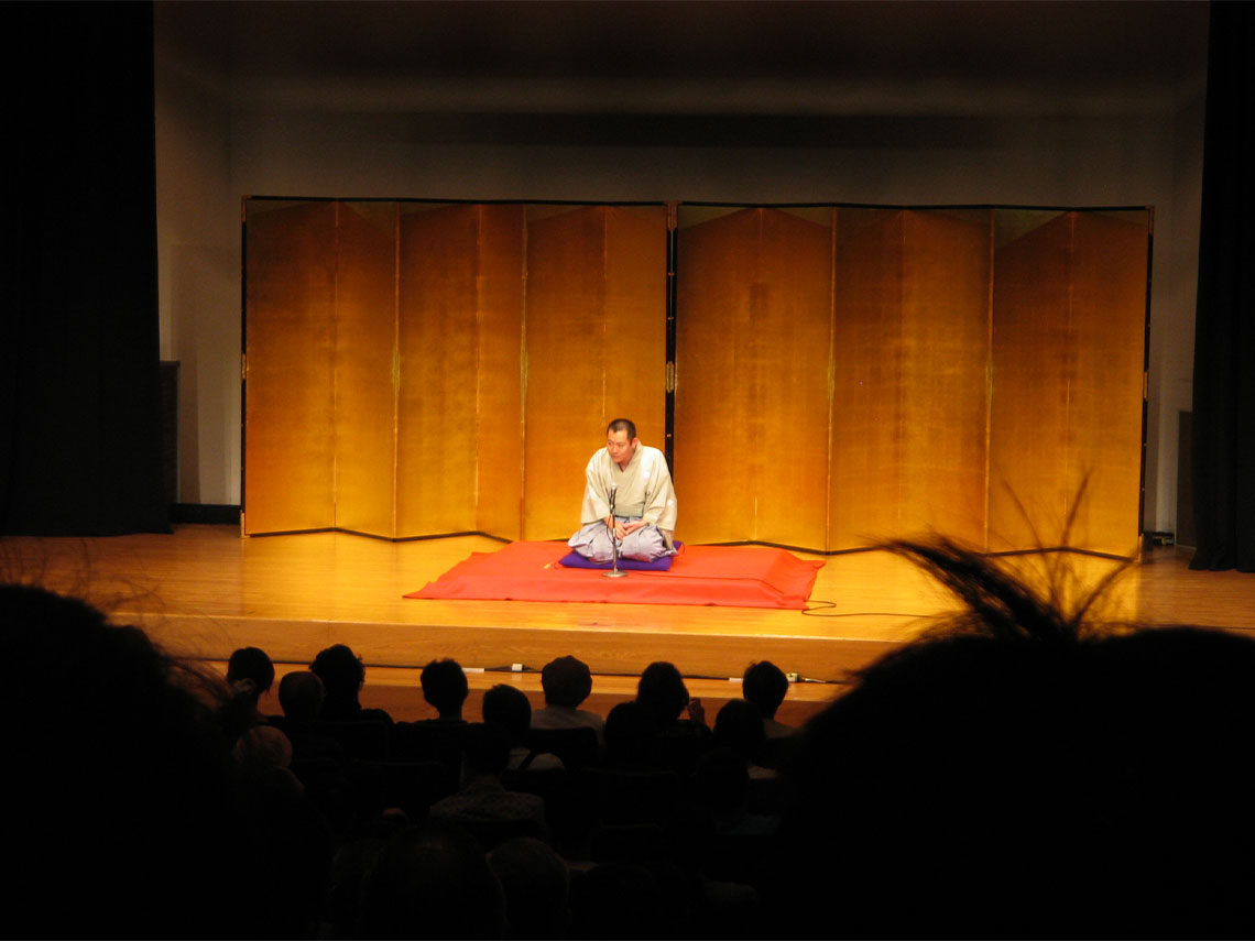 A Japanese Rakugoka, performs Rakugo.
