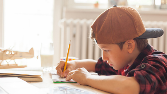 A child doing homework.
