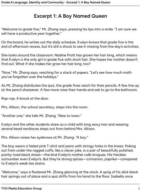 Excerpt 1: A Boy Named Queen