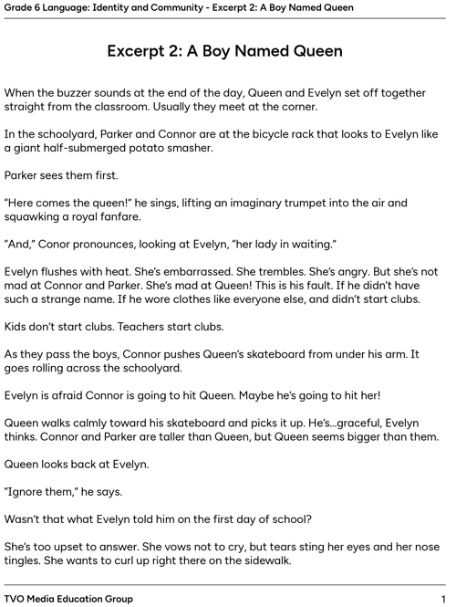 Excerpt 2: A Boy Named Queen