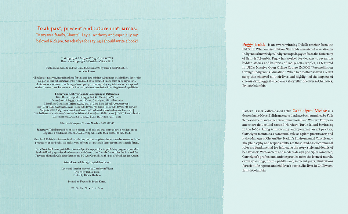 A page of publication information and a page about the author and the illustrator.