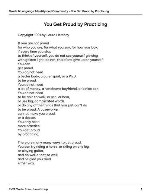 You Get Proud by Practicing