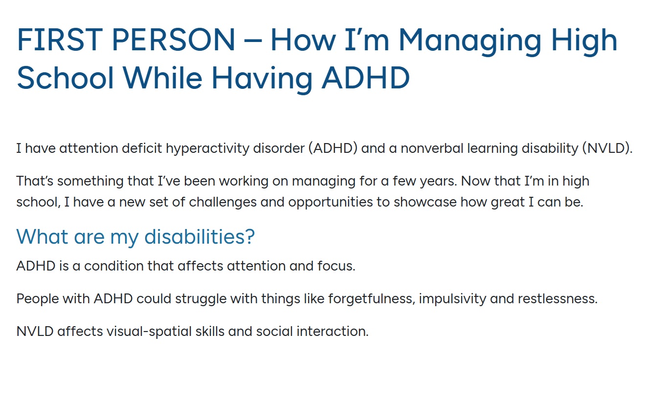 FIRST PERSON – How I’m Managing High School While Having ADHD
