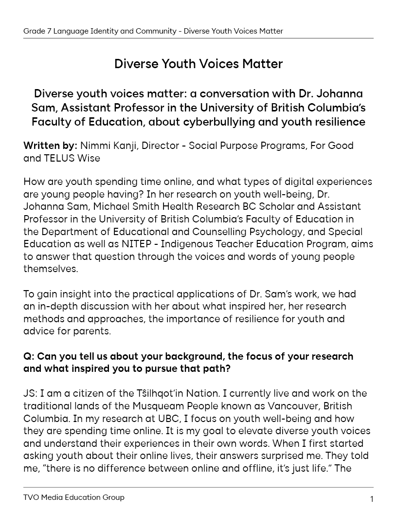 Diverse Youth Voices Matter