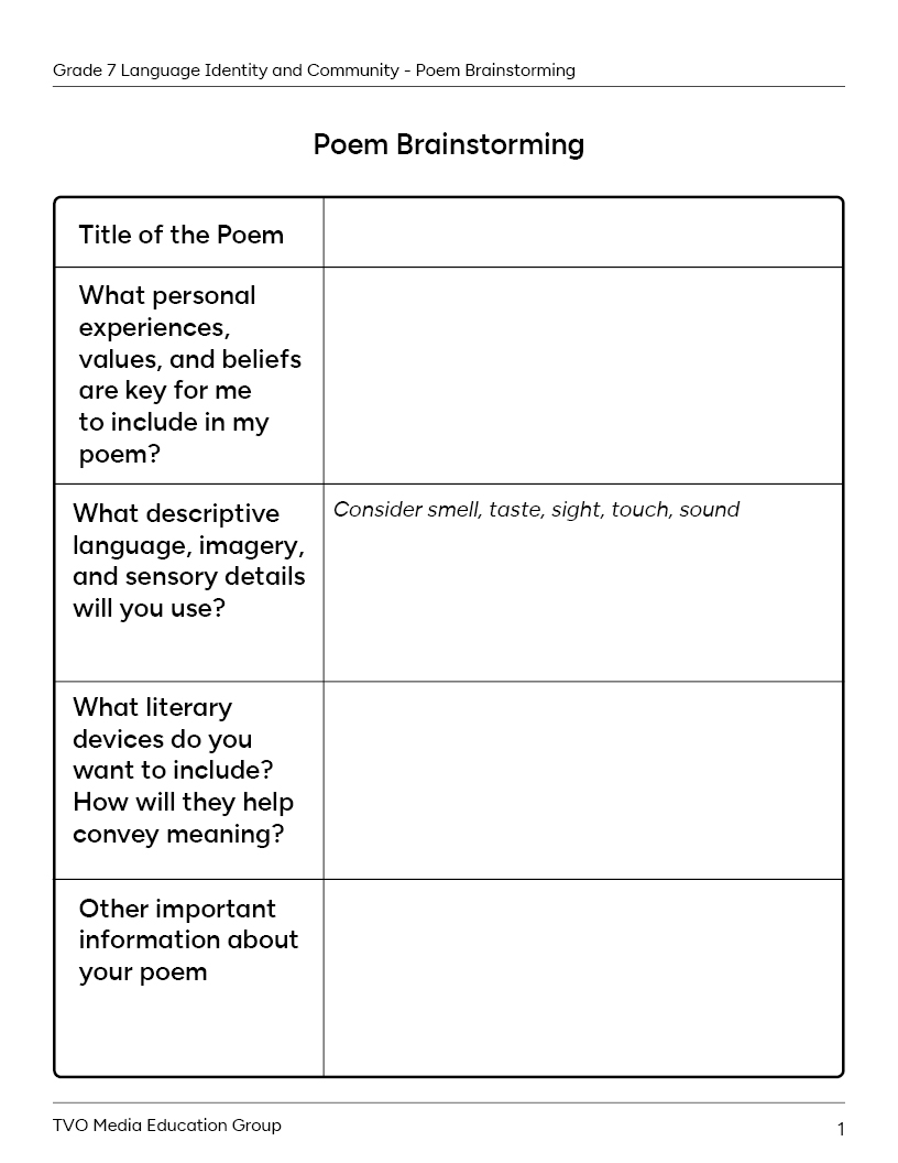 Poem Brainstorming