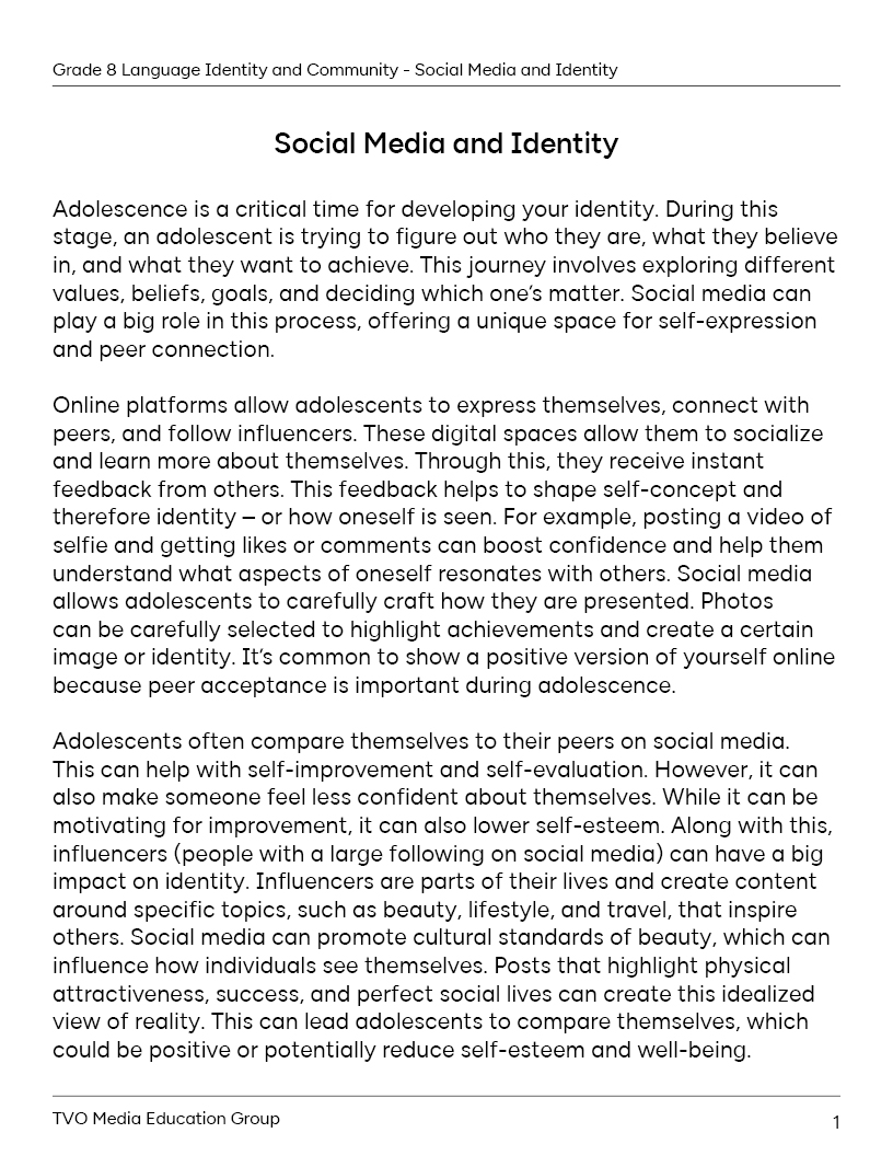 Social Media and Identity