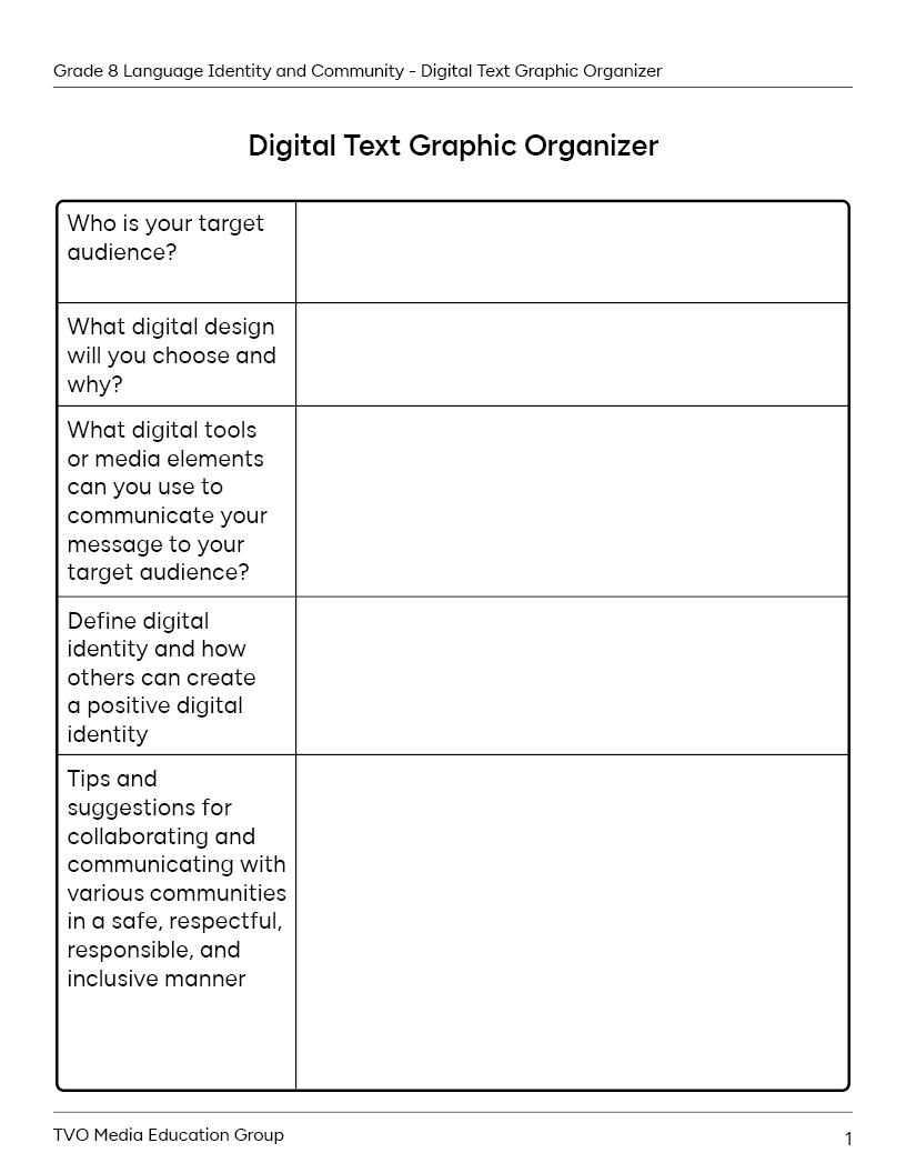 Digital Text Graphic Organizer