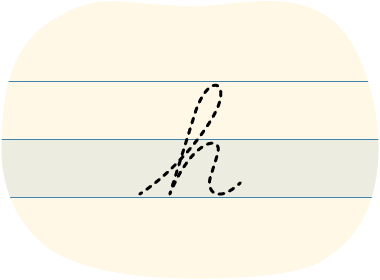 A red dot tracing a cursive lowercase "h"