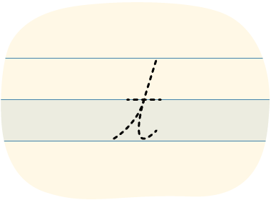 A red dot tracing a cursive lowercase "t"