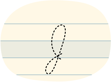 A red dot tracing a cursive uppercase 'J'.