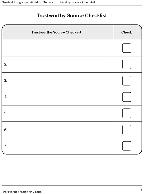 Trustworthy Source Checklist