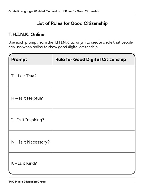 List of Rules for Good Citizenship