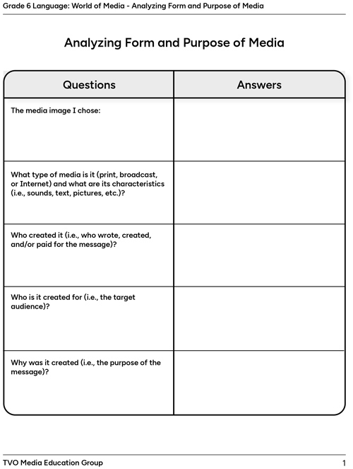 Analyzing Form and Purpose of Media