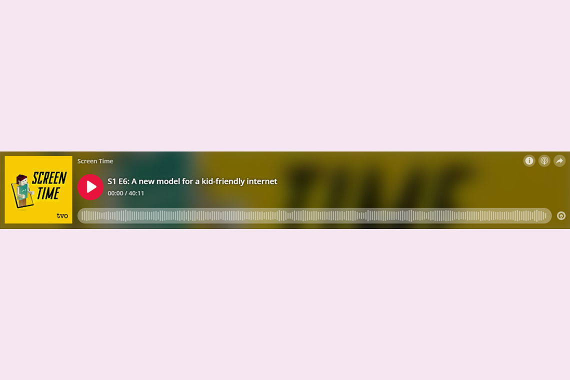 A screenshot of a TVO Podcast series: Screen Time episode.