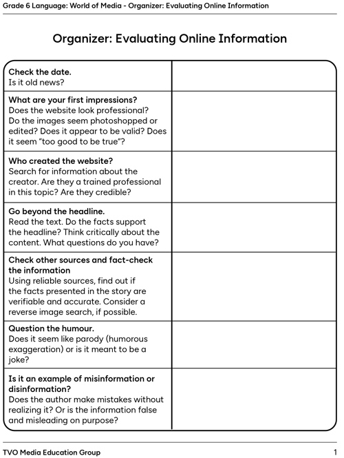 Organizer: Evaluating Online Information