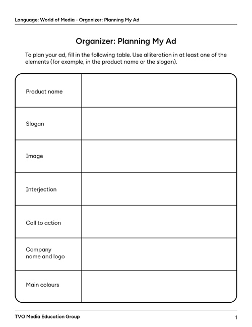 Organizer: Planning My Ad