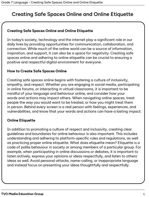 Creating Safe Spaces Online and Online Etiquette