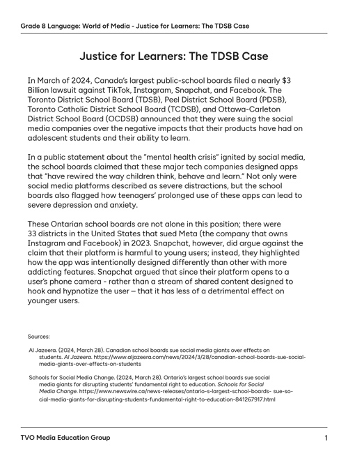 Justice for Learners: The TDSB Case