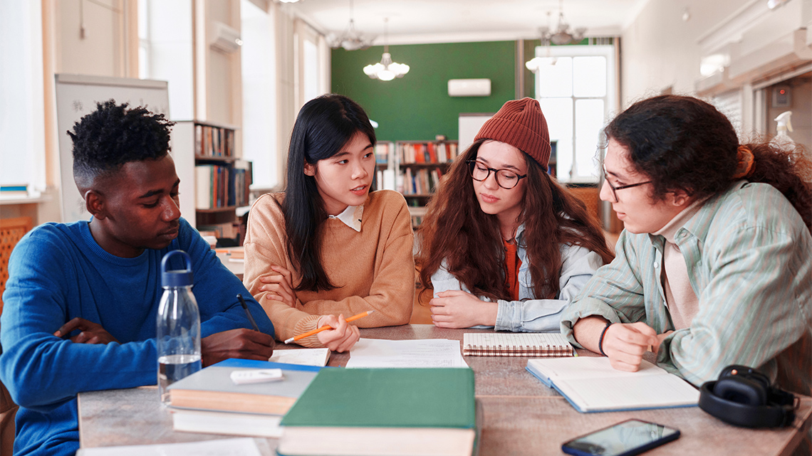 A group of students collaborating.