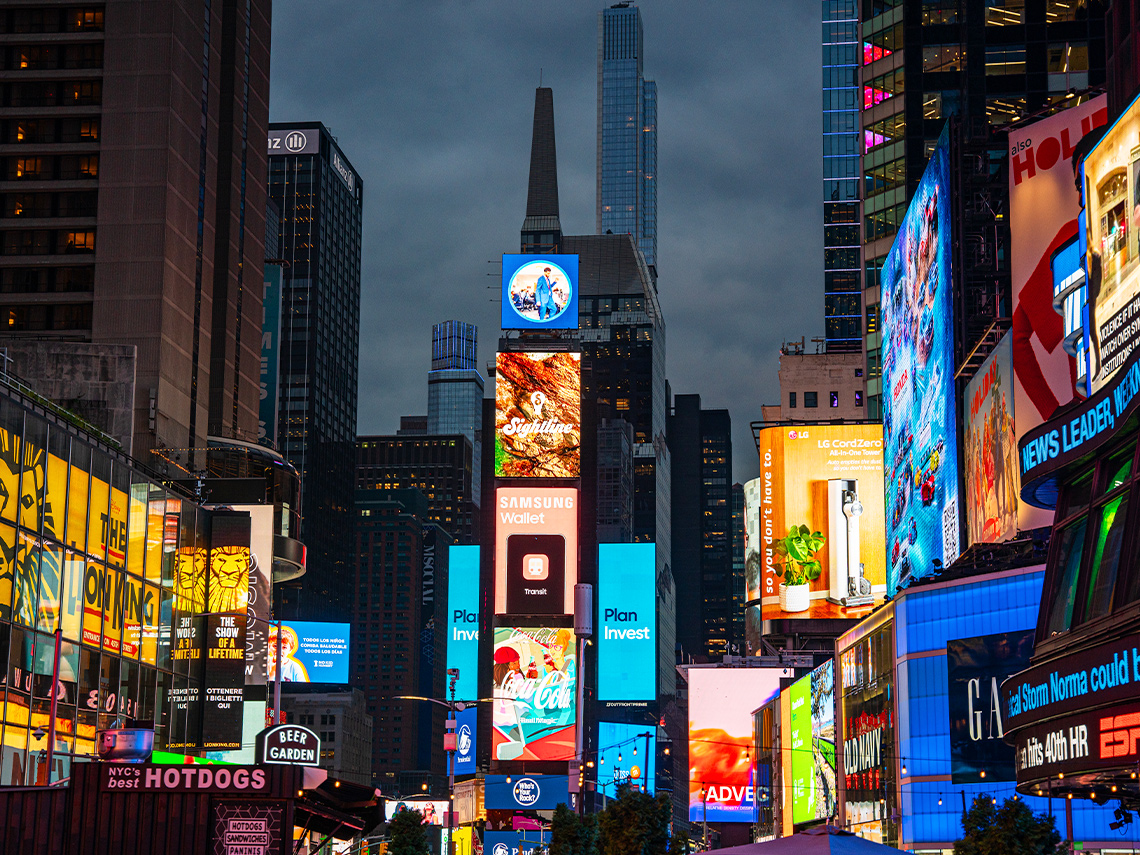 Many billboards in New York.