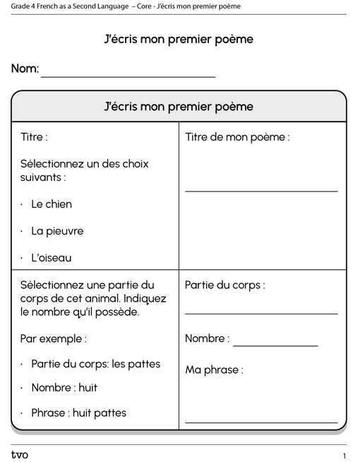 J’écris mon premier poème